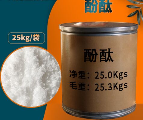 Ein guter Preis. CAS 77-09-8 Phenolphthaleinpulverkristalle zur Titrierung und pH-Prüfung Online
